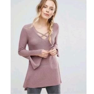 Free People Criss Cross Mauve Tunic